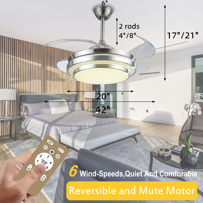 Wrought Studio Dieuwke Modern 42'' Reverse Ceiling Fan with LED Lights